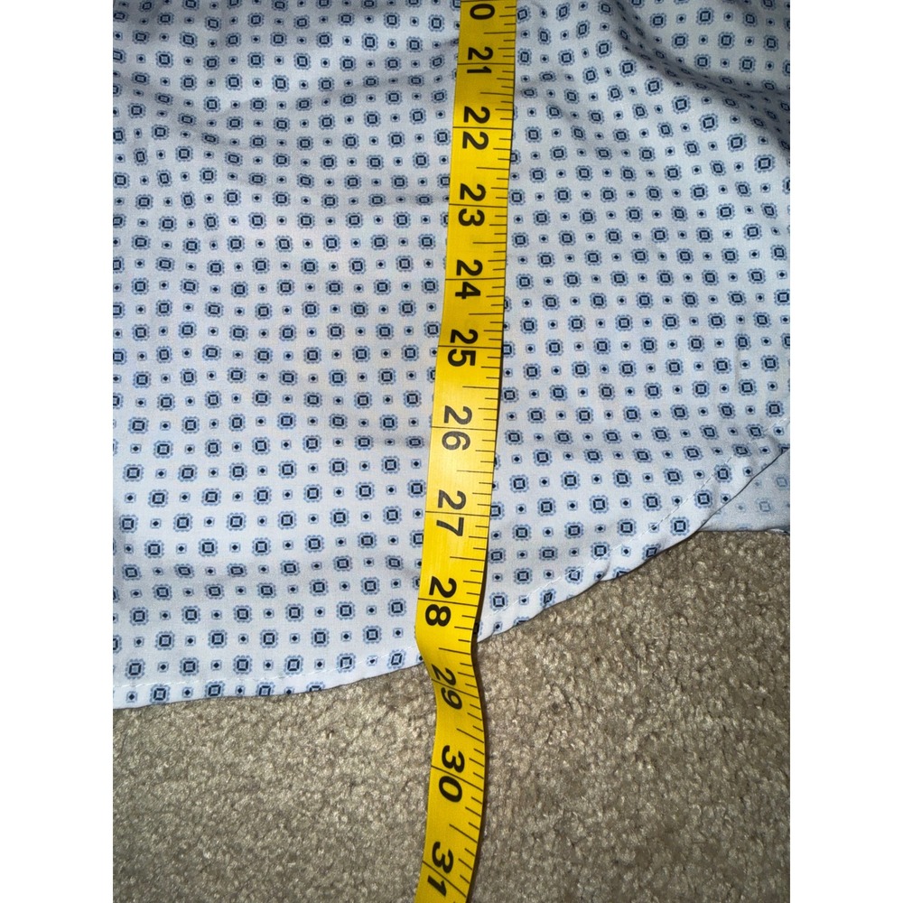 Jos. A. Bank Button Down Mens L Blue Geometric Traveler Tailored Fit Stretch - Picture 8 of 8